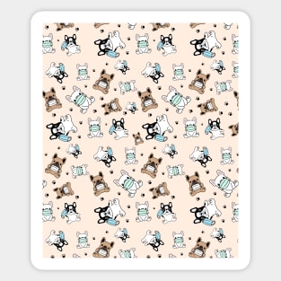 Dog seamless pattern bulldog face mask Sticker